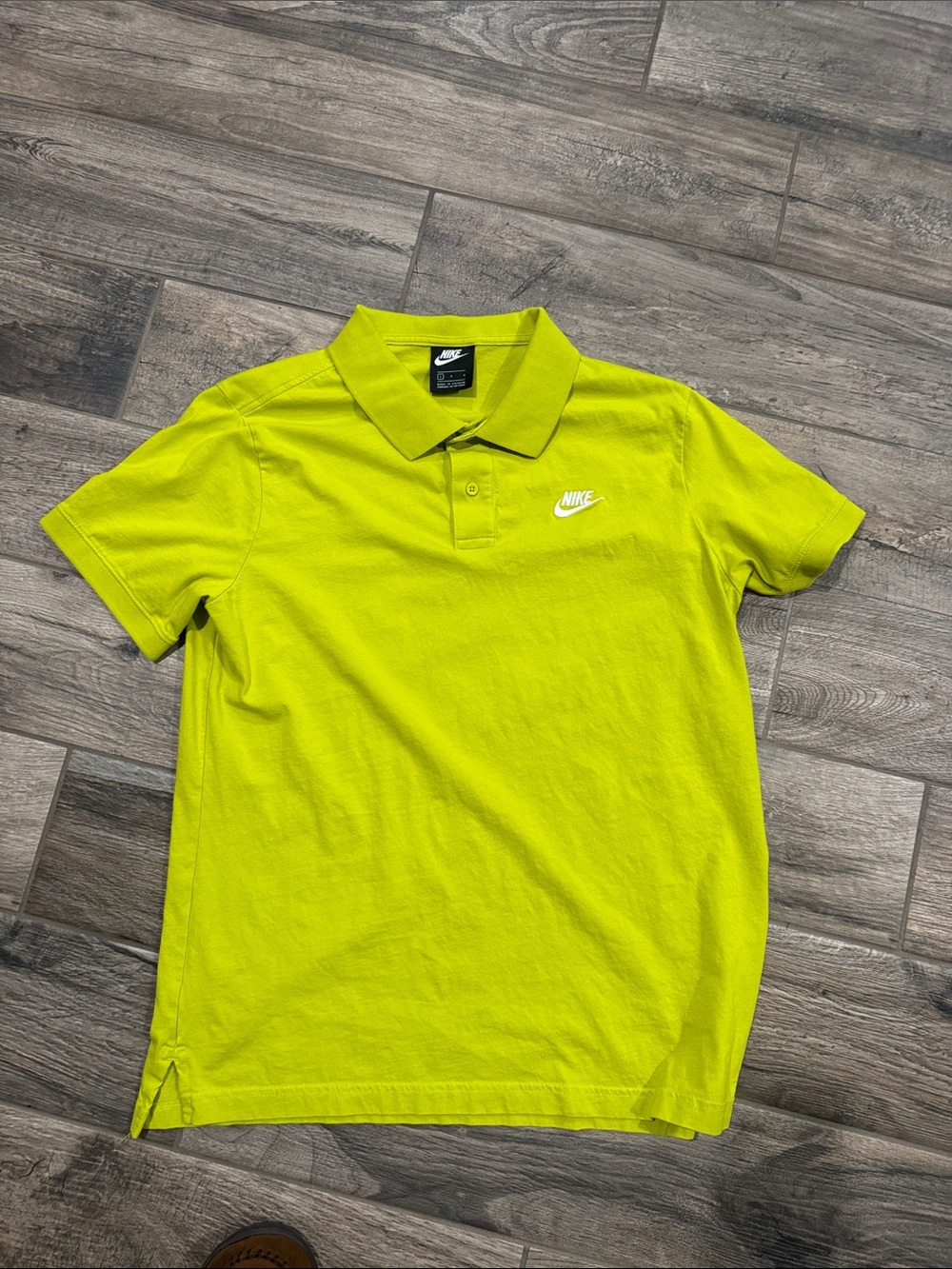 Nike Men's Polo Shirt Lime Green with White Logo